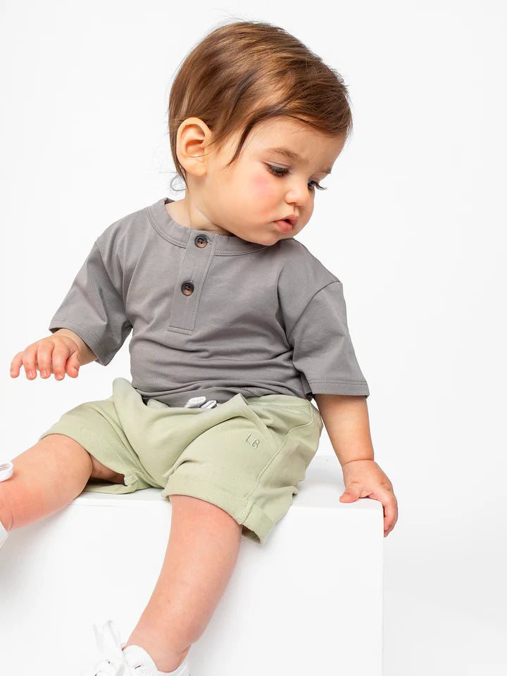 toddler grey henley short sleeve