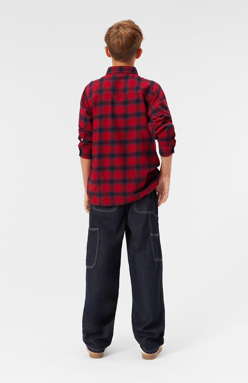 boys red and blue plaid long sleeve