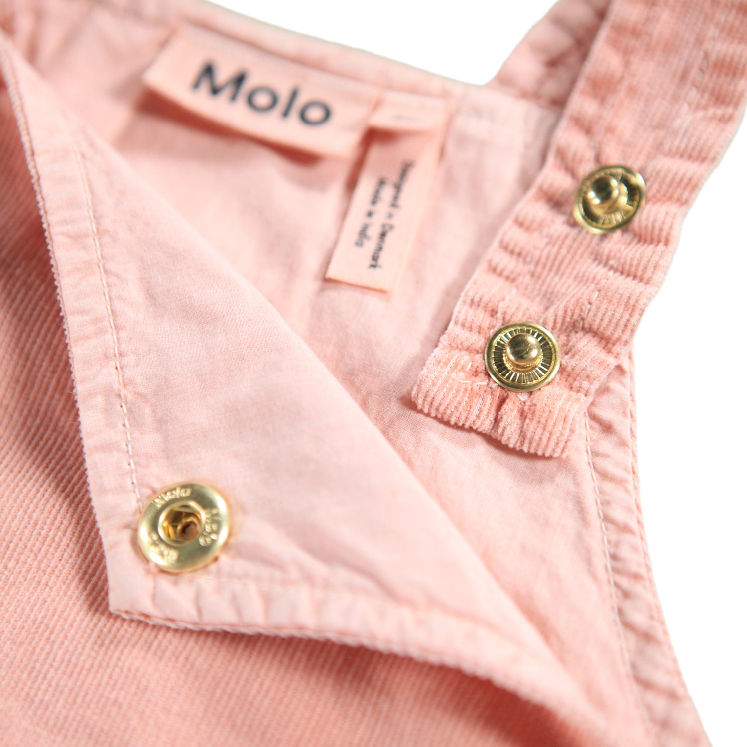 Blush Pink Overall Dress with Adjustable Gold Buttons