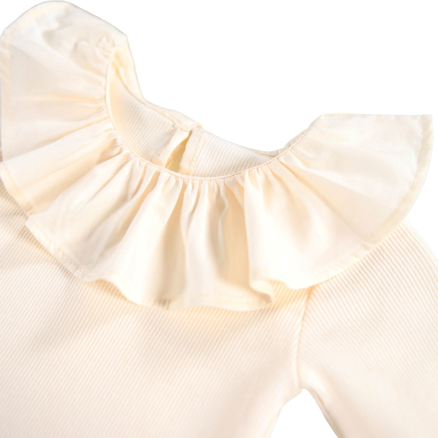 Cotton Gathered Collar on White Body Suit