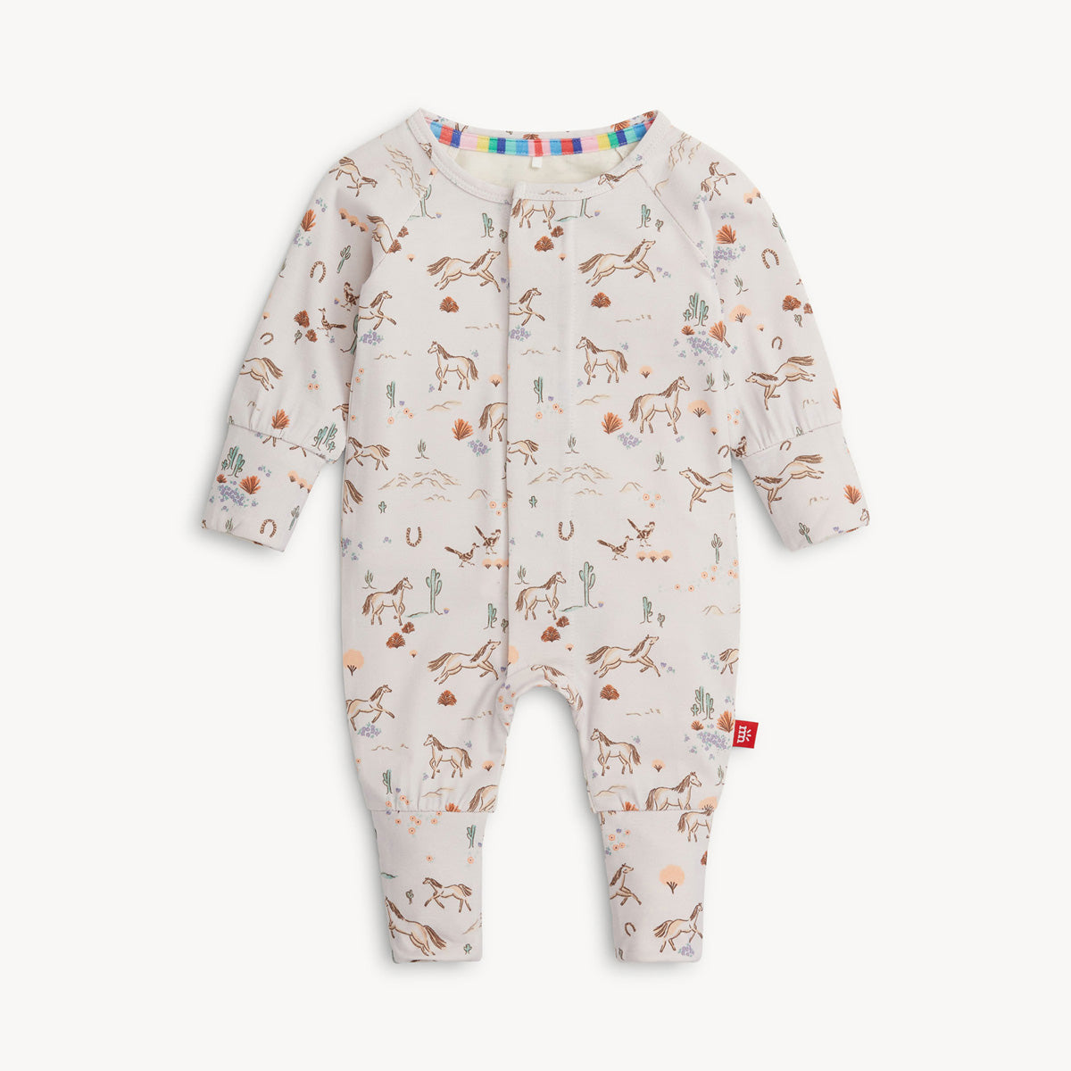 Western Cream Footie with Horses