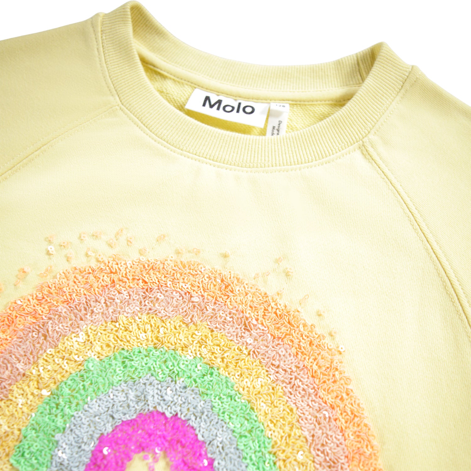 Molo Yellow Crewneck with Rainbow