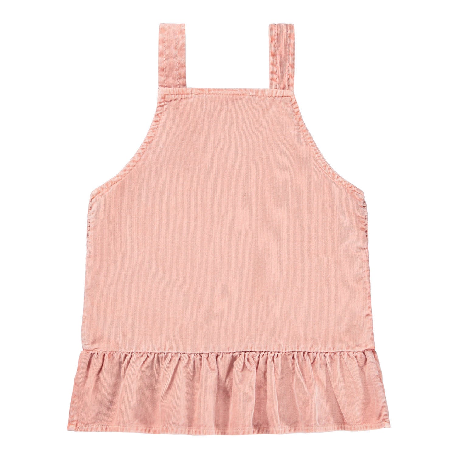 Rose Pink Overall Dress with Ruffled Bottoms