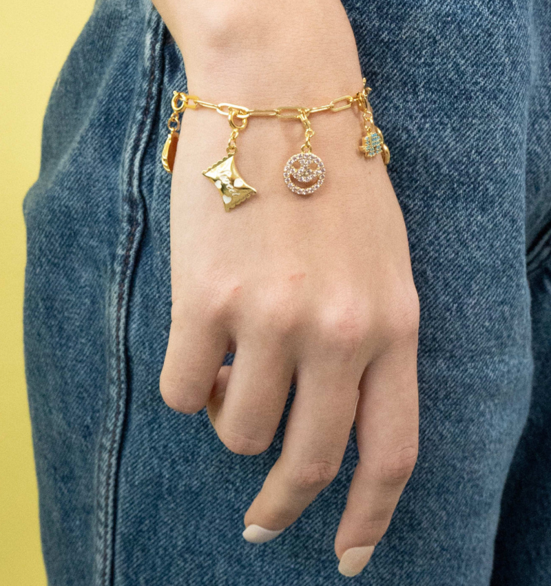 Gold Link Bracelet Charm Bar