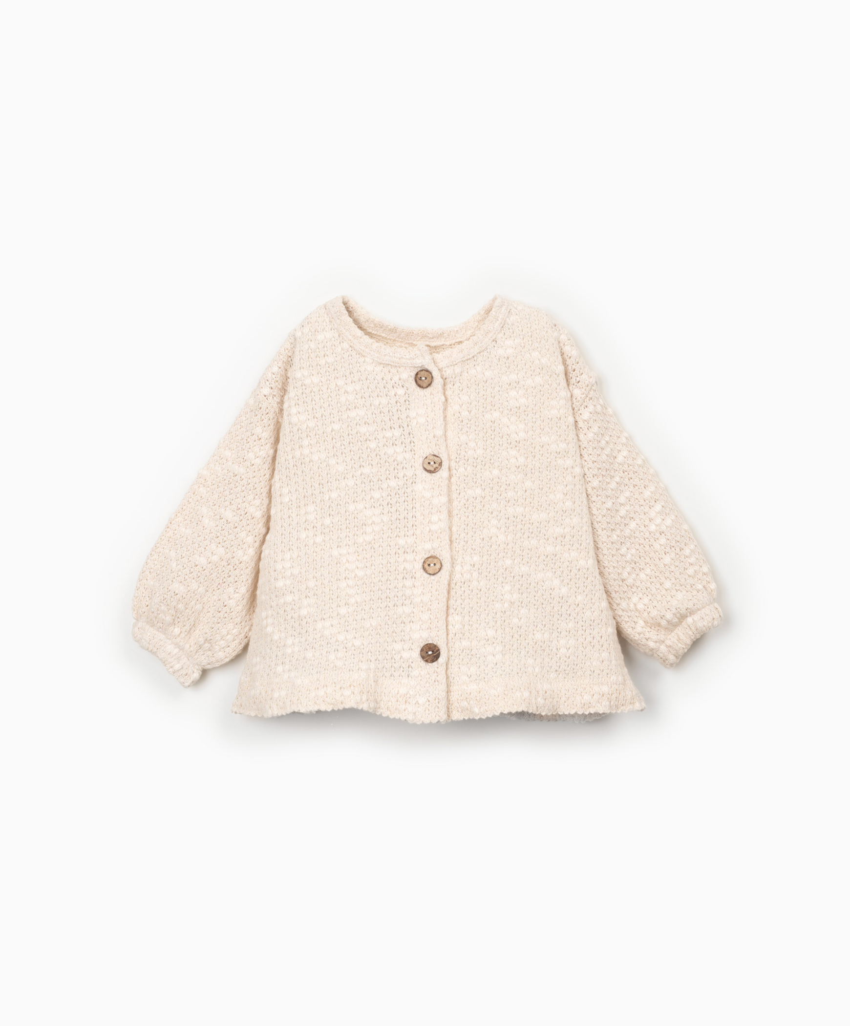 Baby beige cardigan with button detailing and cuffed sleeves