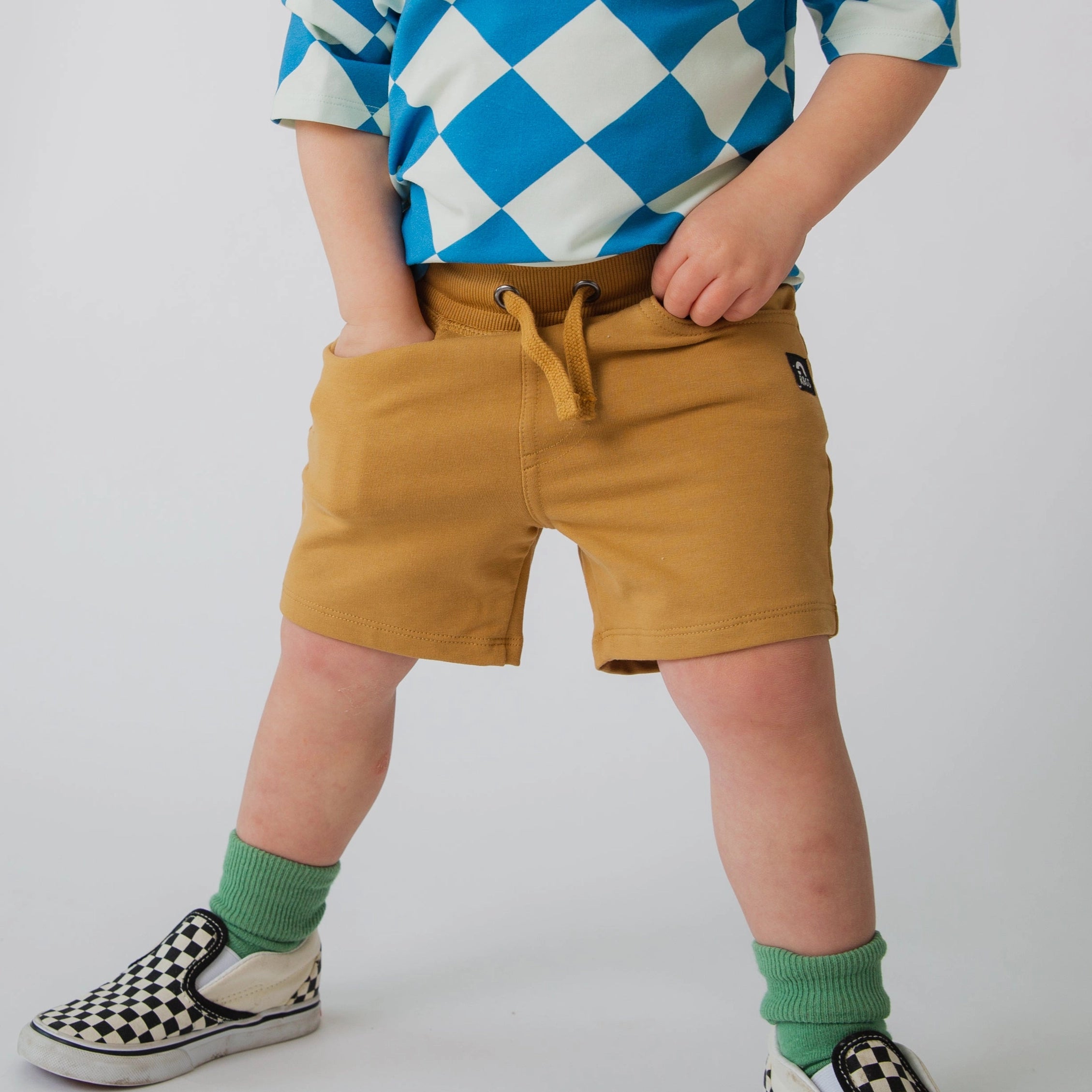 Warm Curry Colored Cotton Shorts