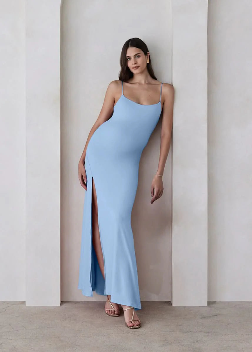 blue maternity dress
