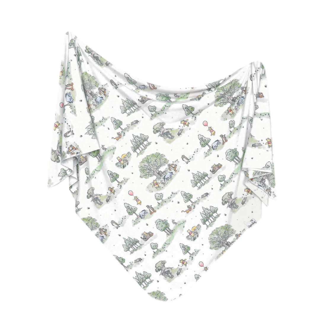 hundred acre wood pooh swaddle