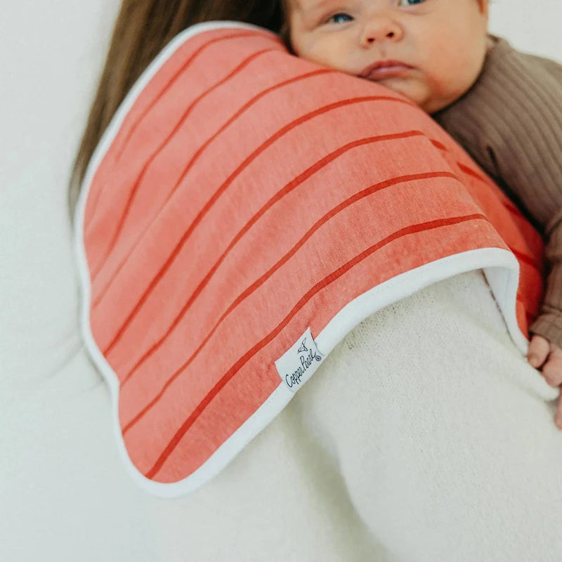 multi red striped burp cloth