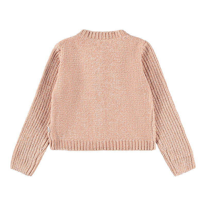 Pink knitted sweater on a white background