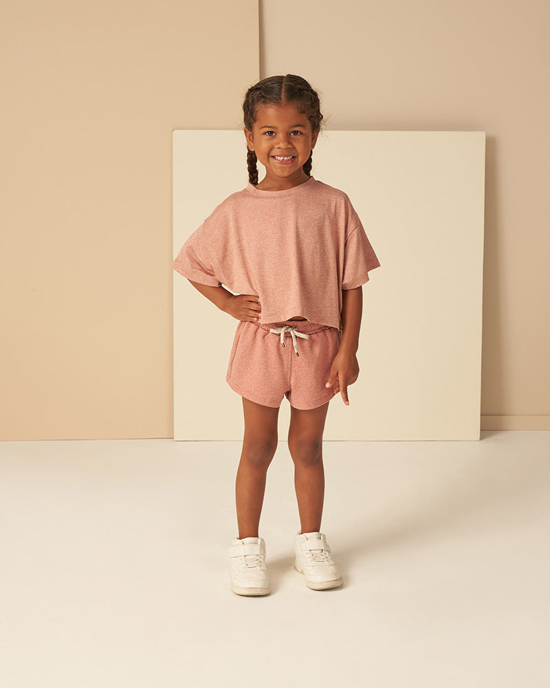 Tech Crop Top - Heathered Lipstick