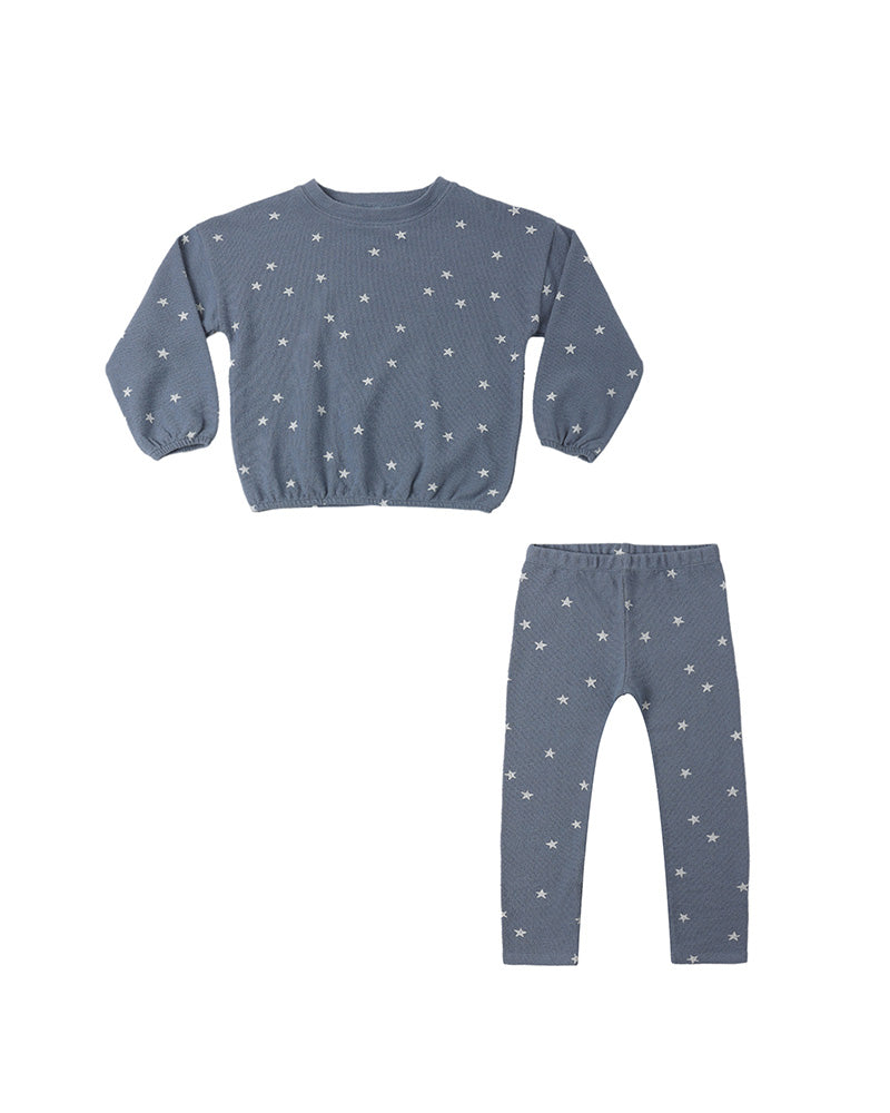 Children's blue lounge set with star pattern on a white background