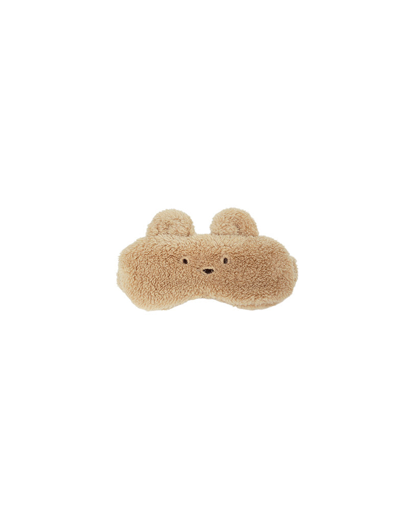 Beige sleep mask with bear ears on a white background