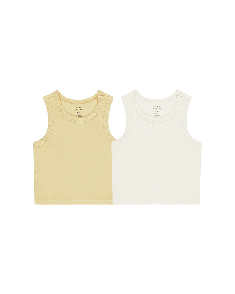 ribbed tank pastel yellow and white
