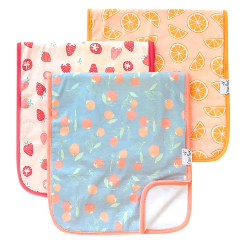 oranges and strawberry burp cloth set