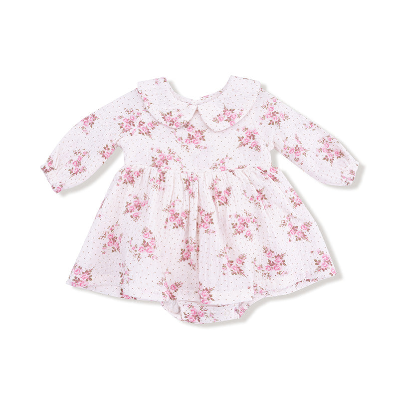 Peter Pan Collar Bubble with Skirt - Stripe Classic Pink main image 1