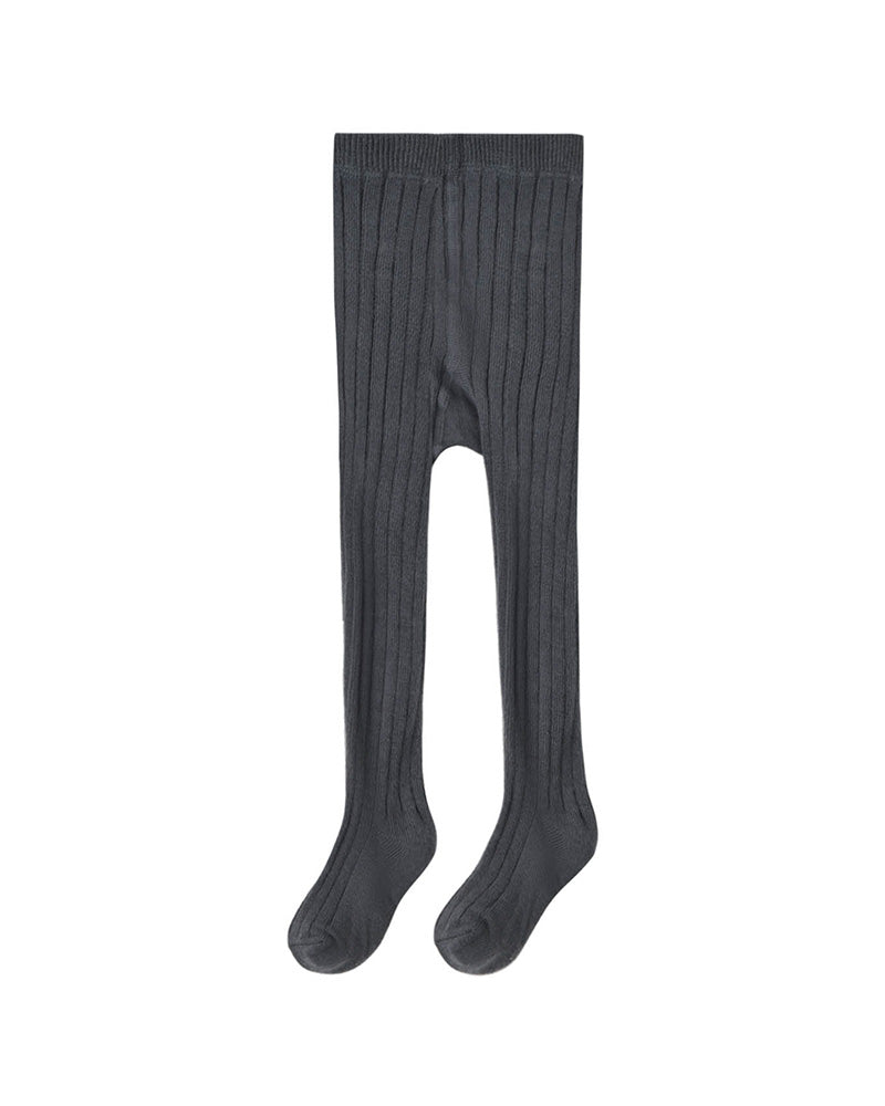 Dark gray ribbed tights on a white background