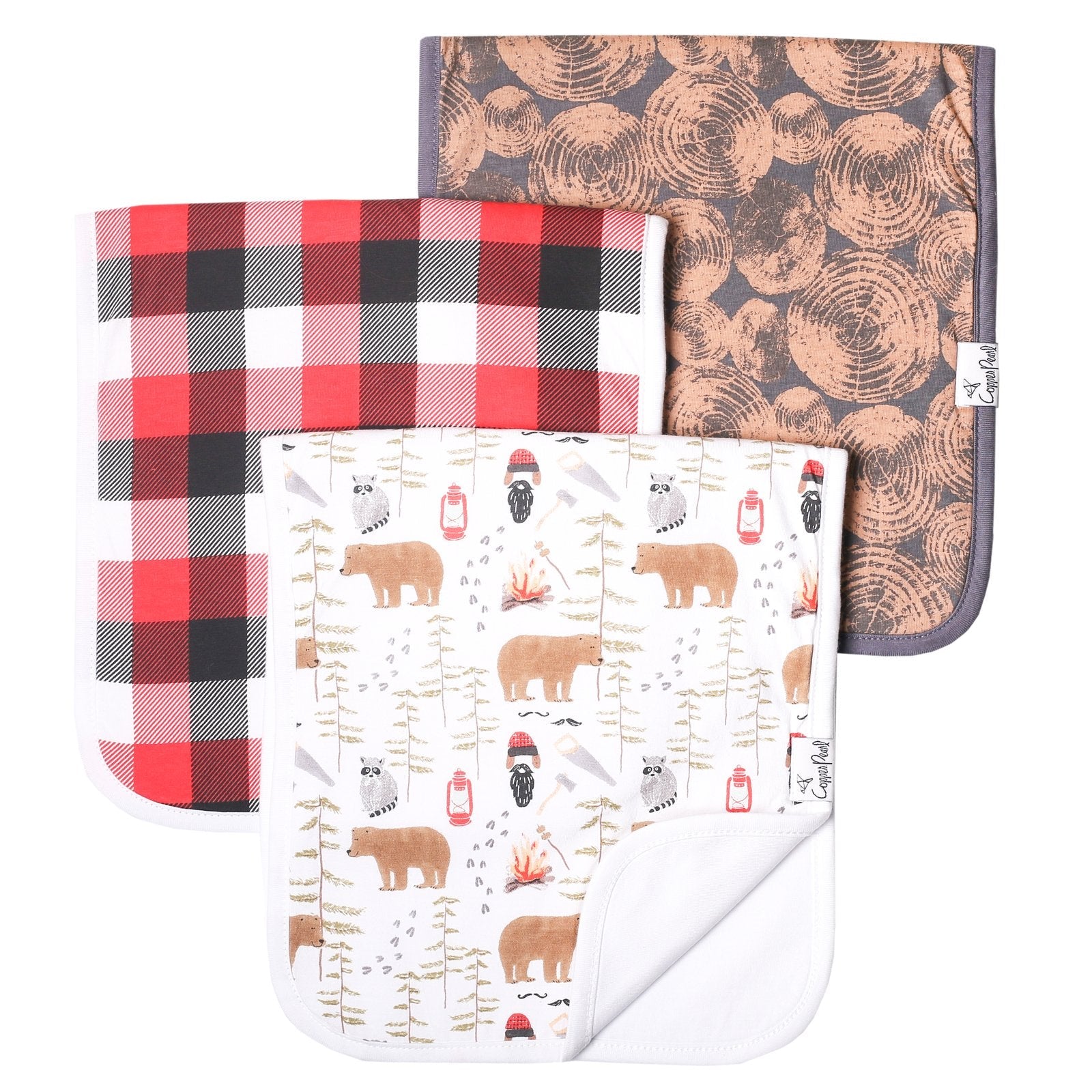 Burp Cloth Set (3 Pack) - Lumberjack Baby Essentials Copper Pearl