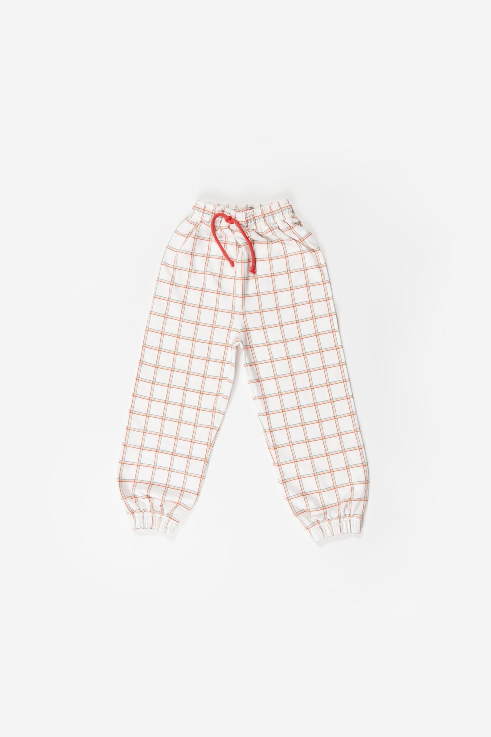 Terry Track Pants - Grid Print Children's Clothing Fin & Vince