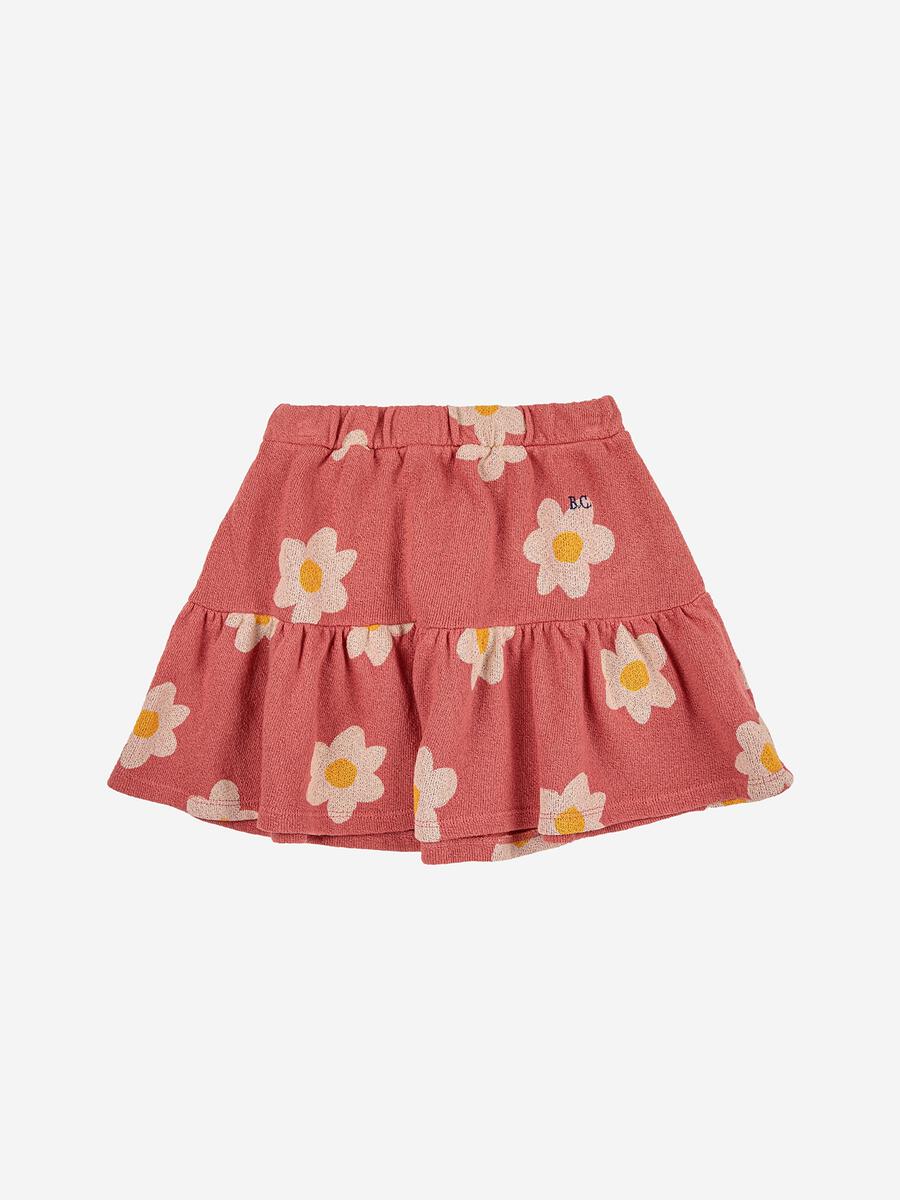 Retro Flowers All Over Skirt - Salmon Pink