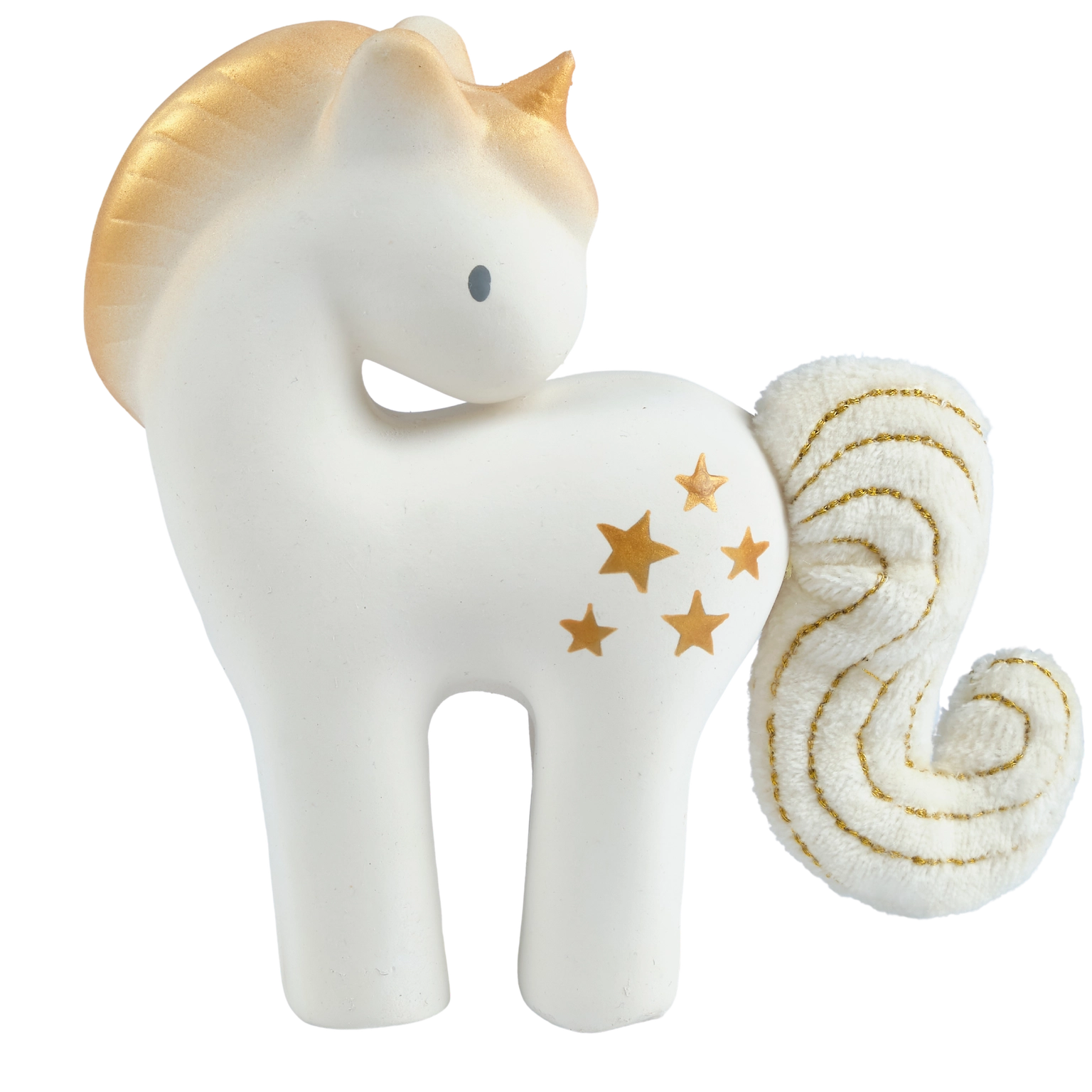 Shining Stars Unicorn Natural Rubber Rattle with Crinkle Tail