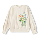 Beige sweatshirt with floral design on a white background