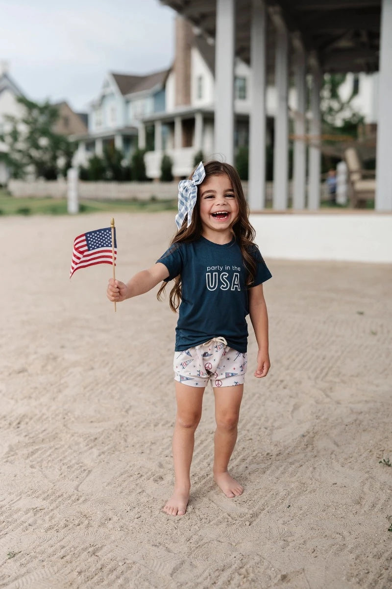 Party in the USA Navy Blue Bamboo Shirt Kids