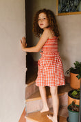 Load image into Gallery viewer, girls red gingham button skirt
