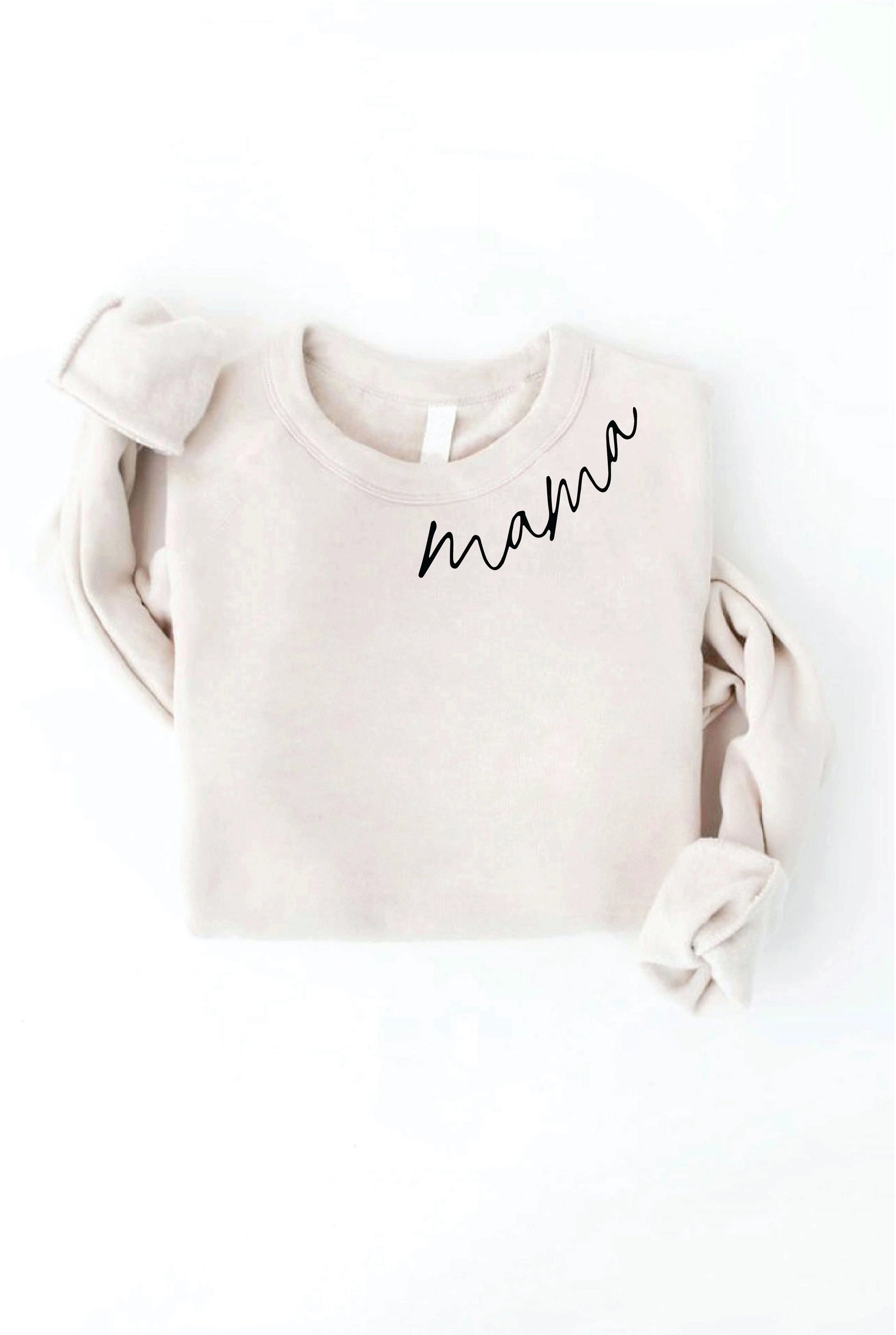 Mama Collar Print Graphic Sweatshirt - Heather Dust