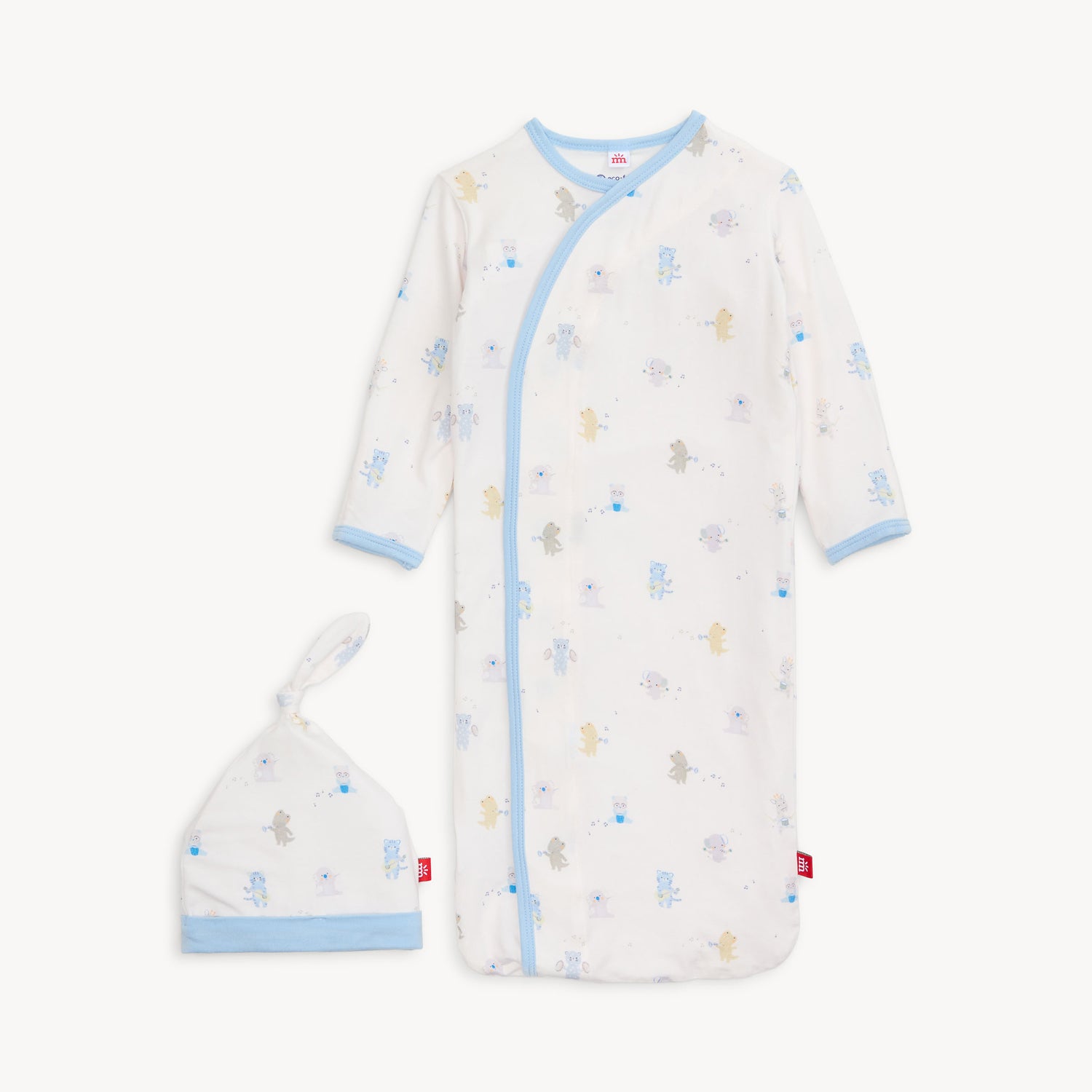 White Gown with Blue Trim 