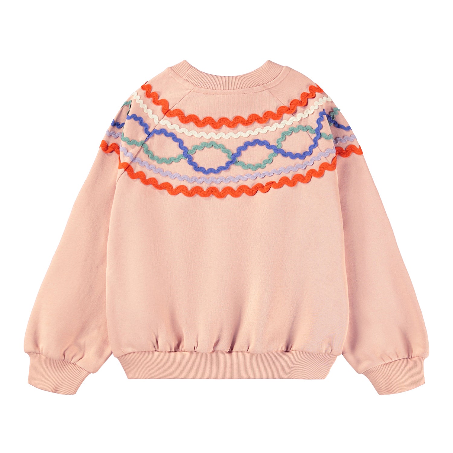 Back of Pink Crewneck with Embroidered Designs 