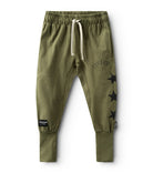 flay lay of baggy jogger with black stars for toddler boy