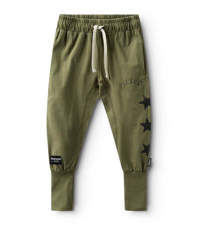 flay lay of baggy jogger with black stars for toddler boy