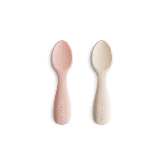 Silicone Toddler Starter Spoons 2-Pack - Blush + Shifting Sand