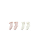 pair of Lace Socks in Ivory and Blush