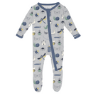 Baby onesie with insect pattern on a white background