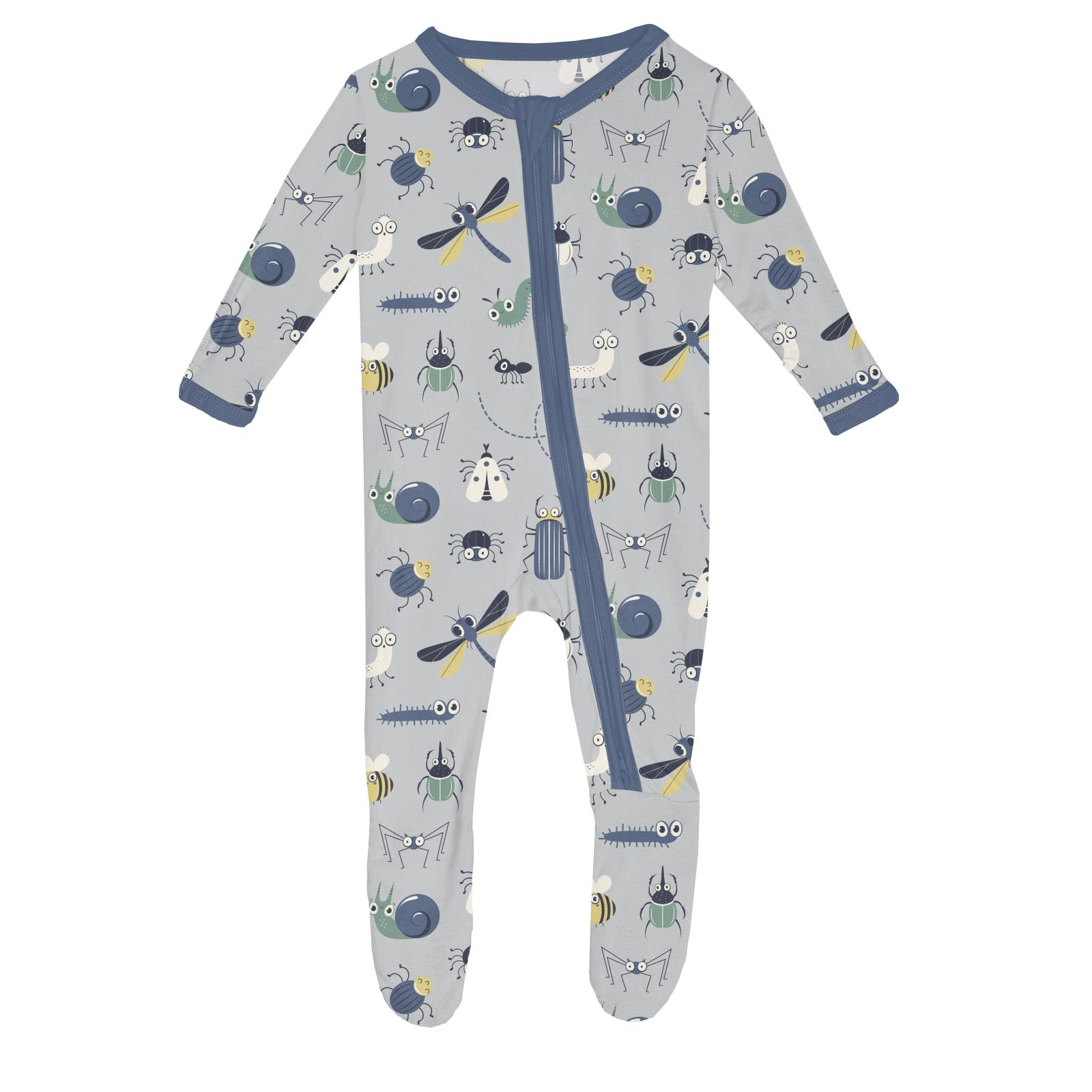 Baby onesie with insect pattern on a white background