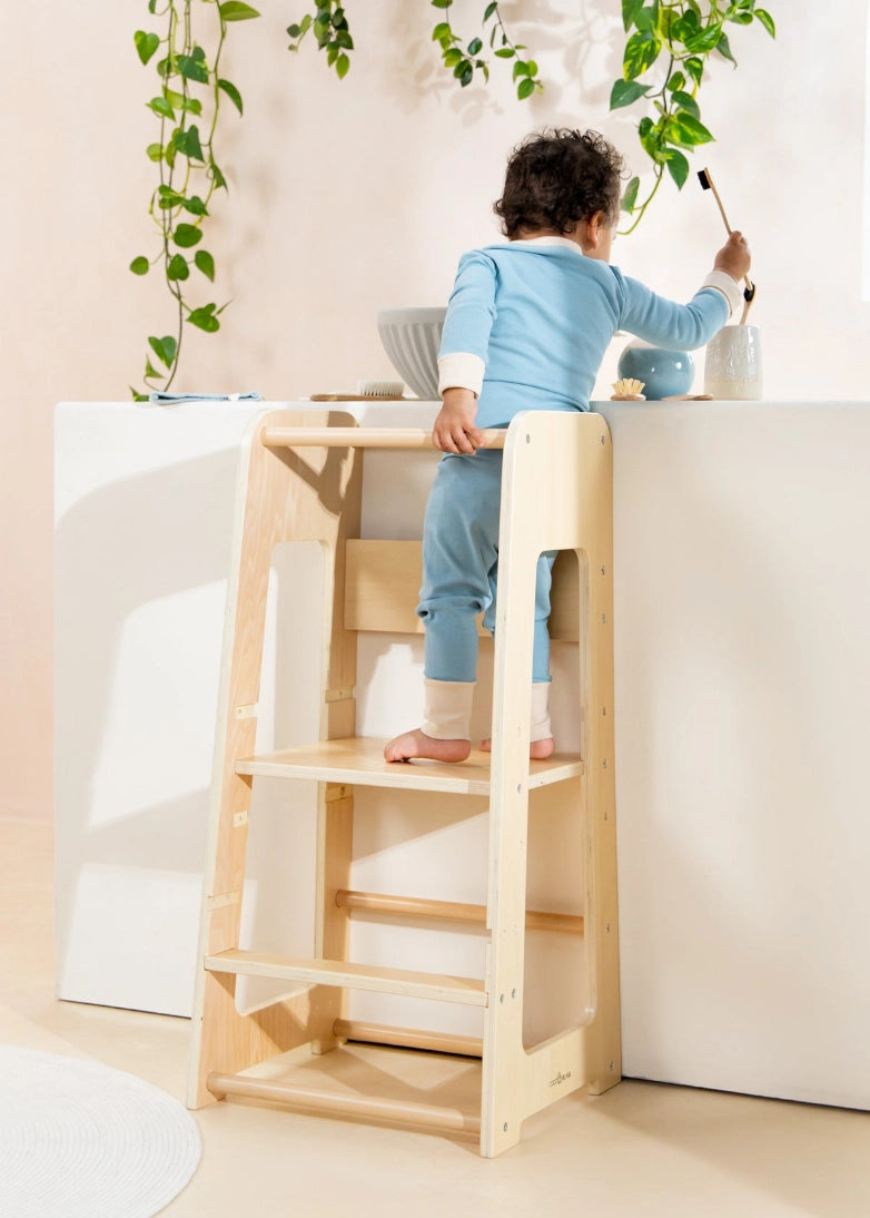 Functional Wooden Standing Stool for Toddlers 