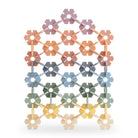 Colorful geometric pattern building toy on a white background
