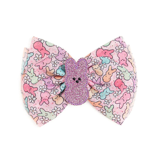 Easter Peeps Tulle Bow Clip - Lavender