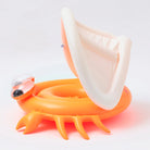 Crab shaped pool floaty with white canopy