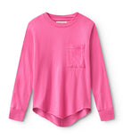 This image features a striking hot pink, gender-neutral pocket shirt by Nununu. The shirt is crafted from a soft, single cotton fabric, enhancing its comfort and appeal.