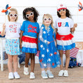 Load image into Gallery viewer, girls red white and blue star tutu dress
