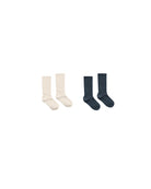 Two pairs of socks, one cream one navy