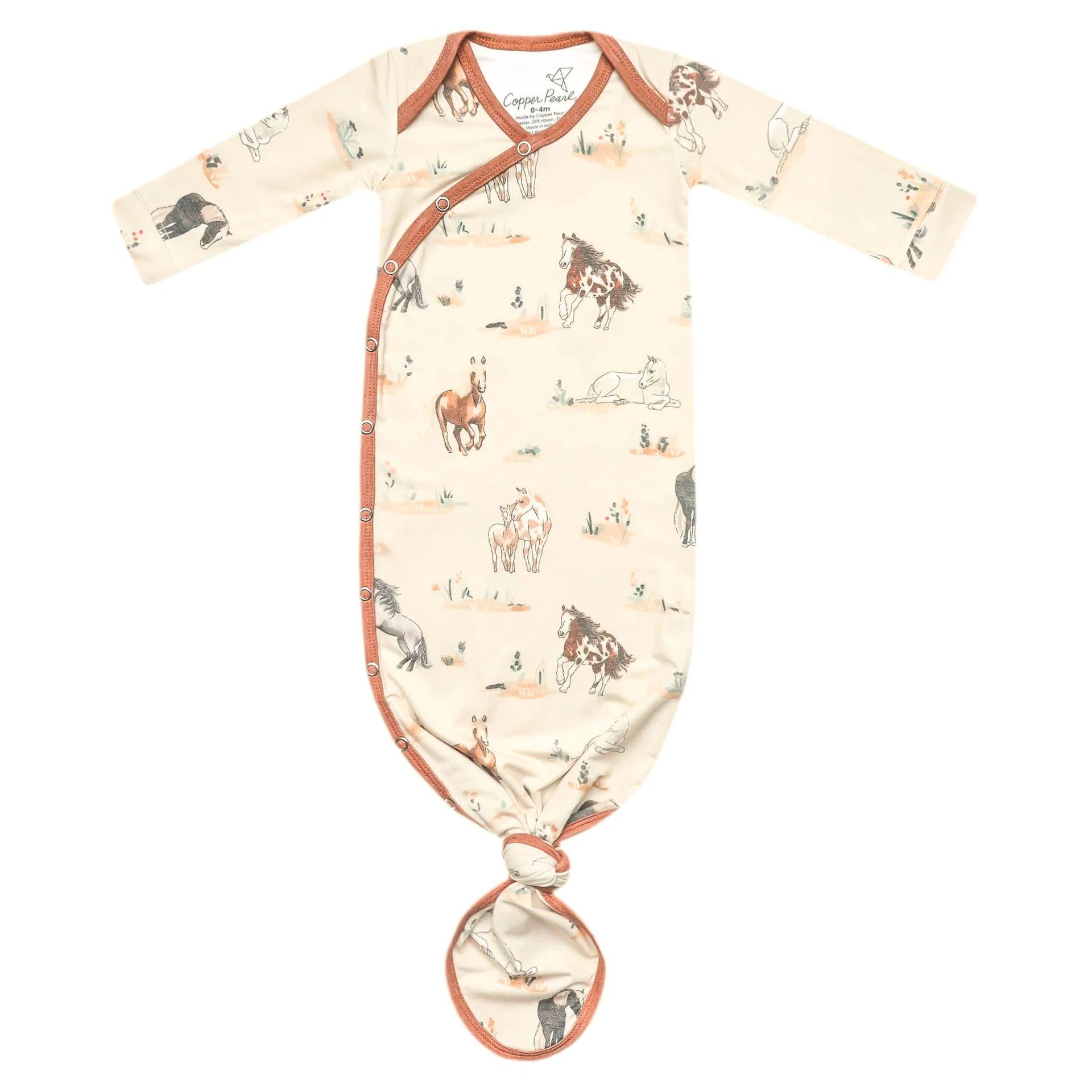 Newborn Polyester Knotted Gown with Montana Print 