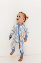 Pink and Blue Seashell Pajama Romper with Two Way Zipper