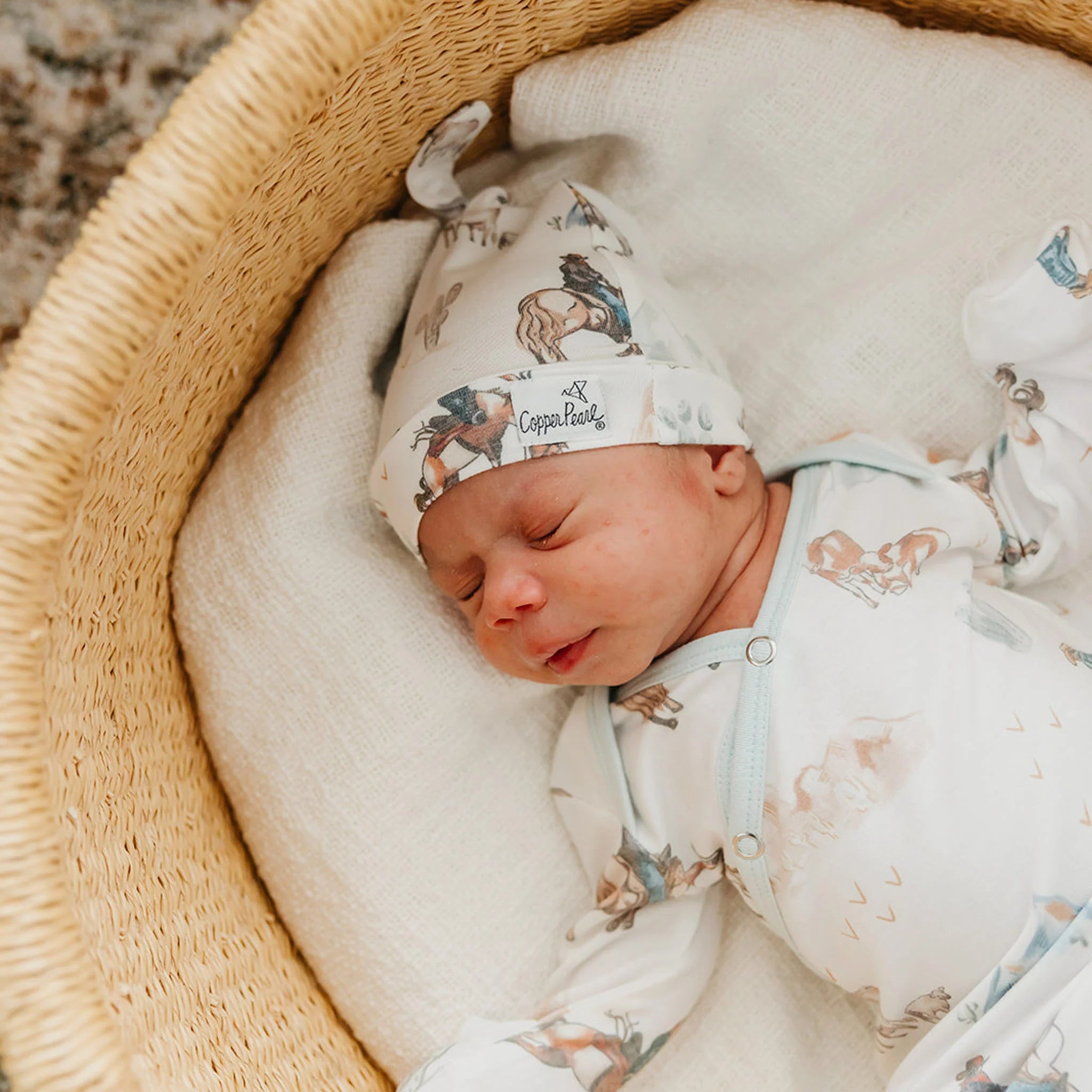 polyester western print swaddle with buttoned snaps