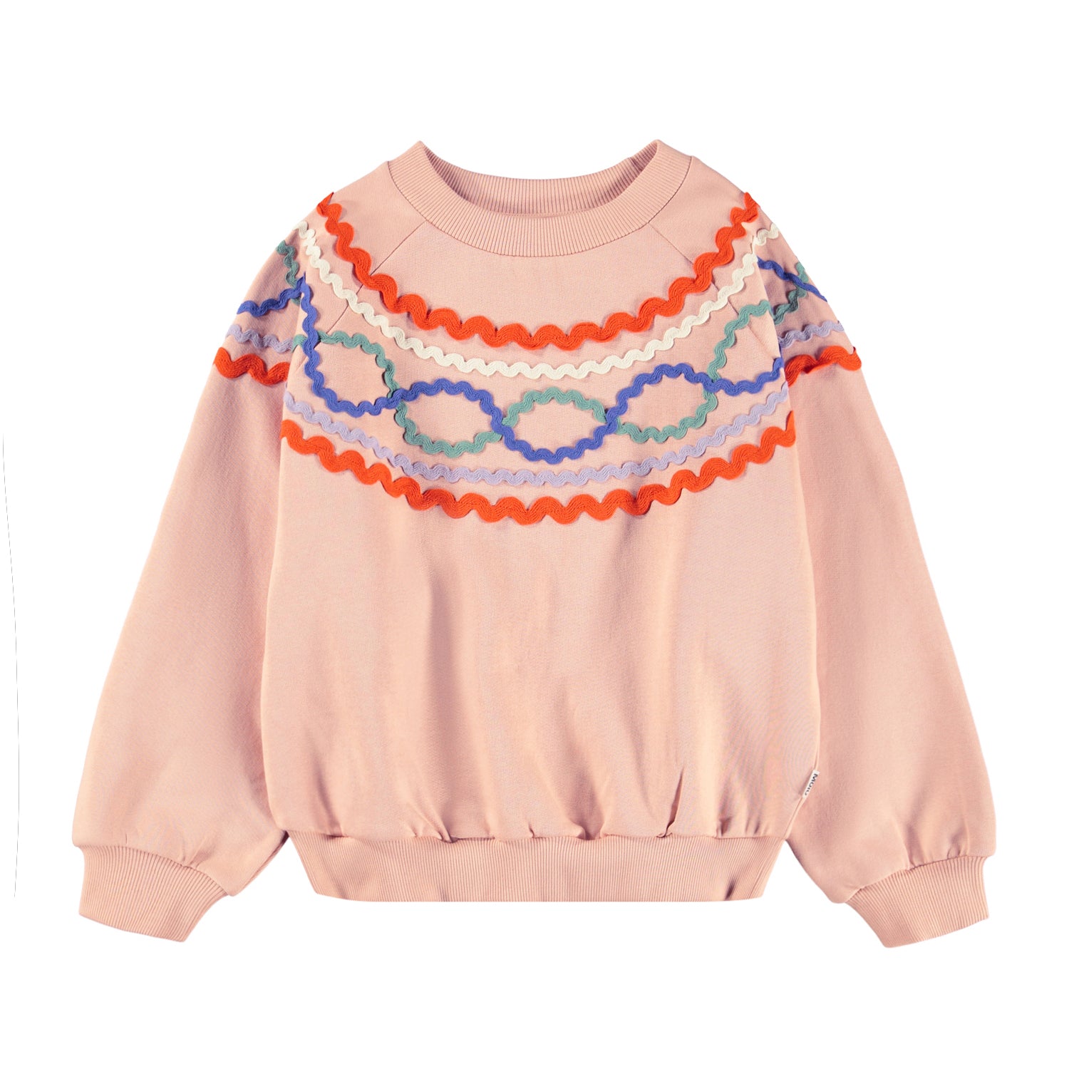 Rose Pink Crewneck with Embroidered Lines