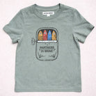 T-shirt with colorful fish graphic and 'Partners in Brine' text on a white background