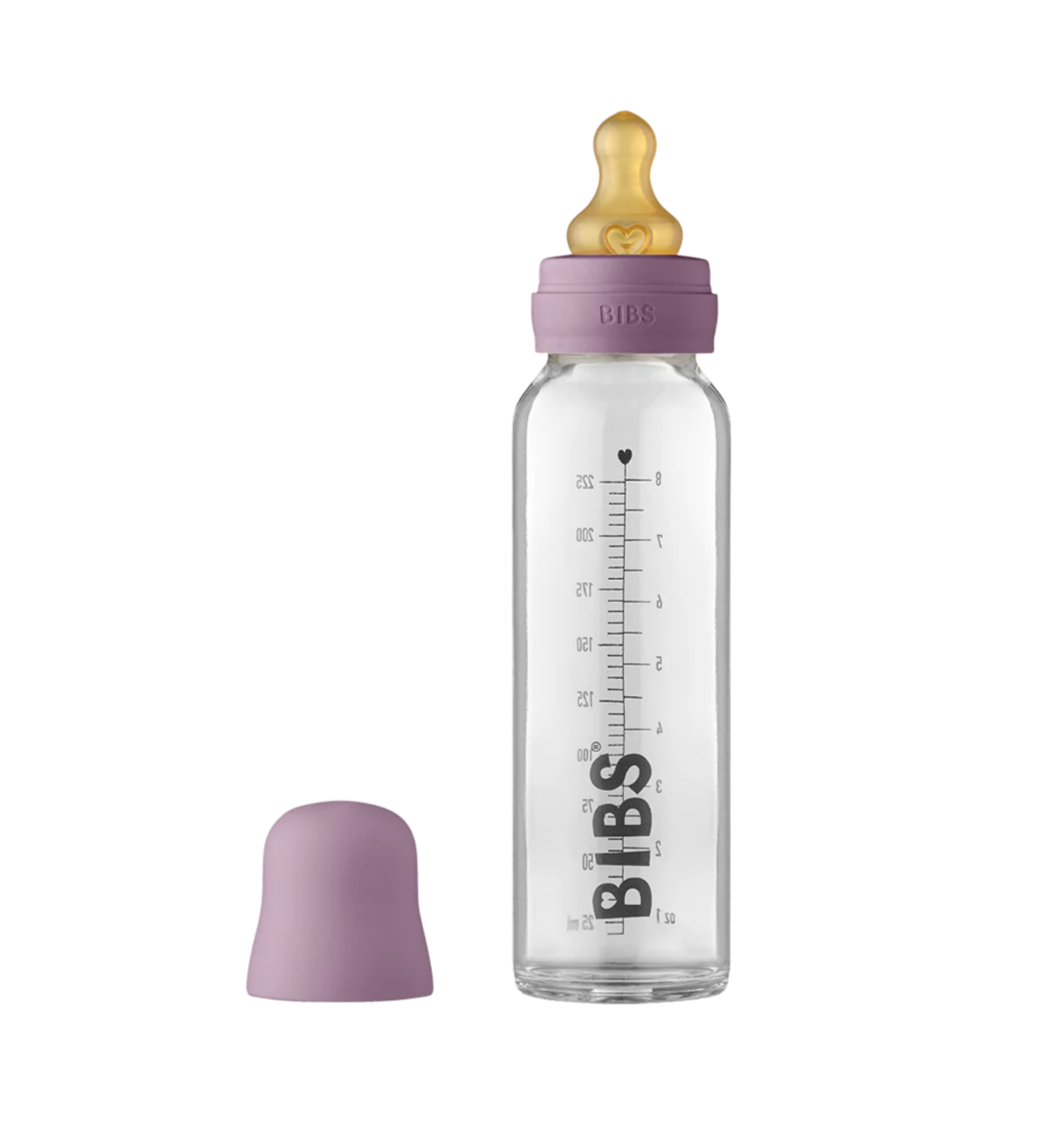 BIBS Baby Glass Bottle - Complete Set 8 Ounce - Mauve